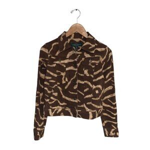 Lauren Ralph Lauren Vintage Denim Jacket Women’s Small Petite Brown Animal Print